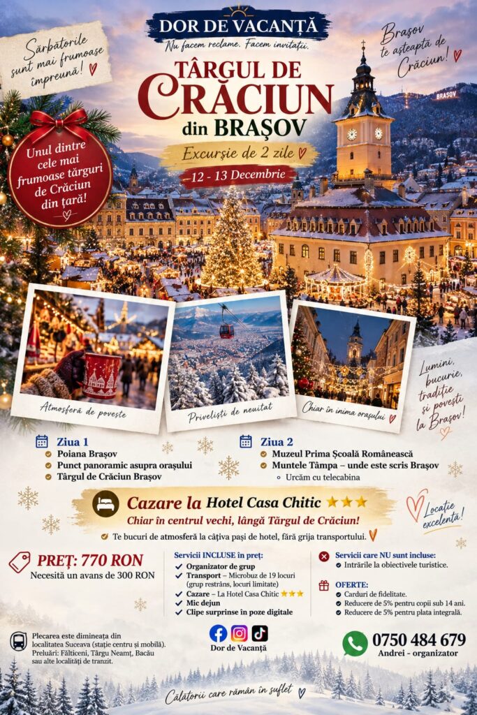 Afișul integral al excursiei Târgul de Crăciun din Brașov